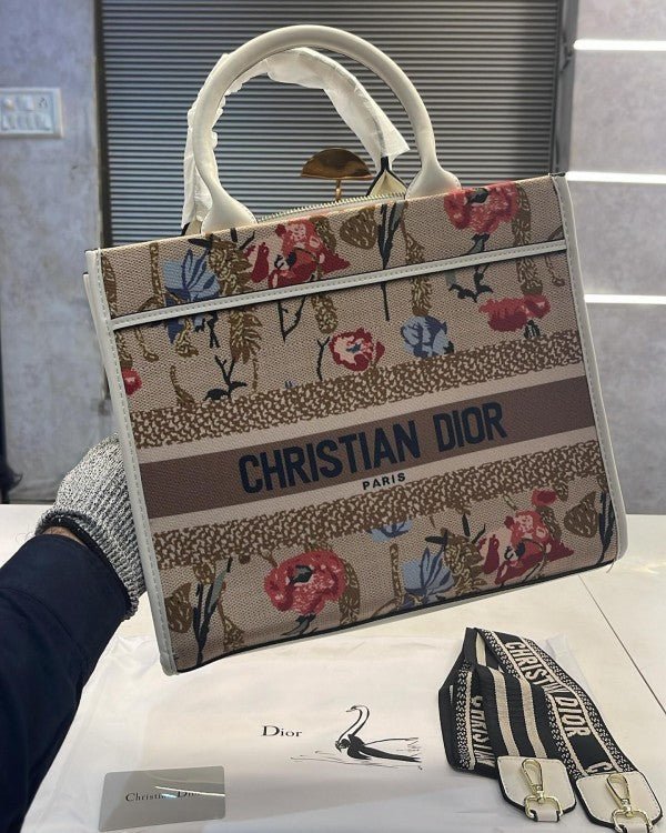 Alternative view of Branded CD Mini Tote Bag With Dust Bag Flower Print