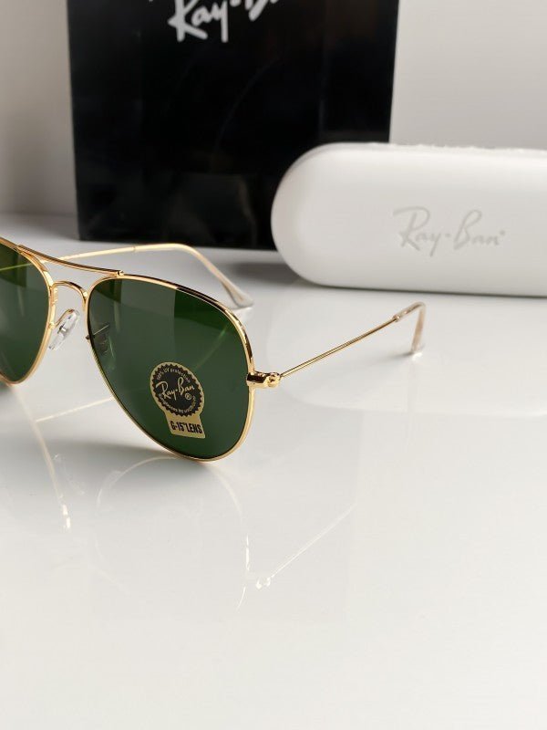 Alternative view of Branded Rb Gold Green Aviator Sunglasses (With Original Kit)