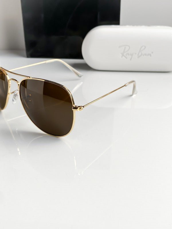 Alternative view of Branded Rb Gold Brown Aviator Sunglasses Bt (With Original Kit)