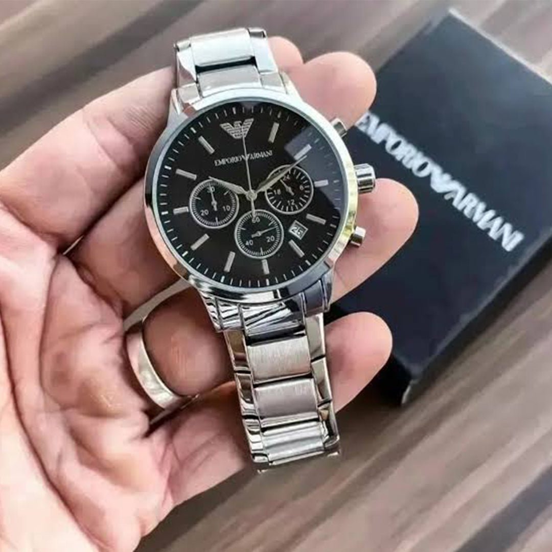 Alternative view of Armani Ar2453 Silver Black Dial Metal