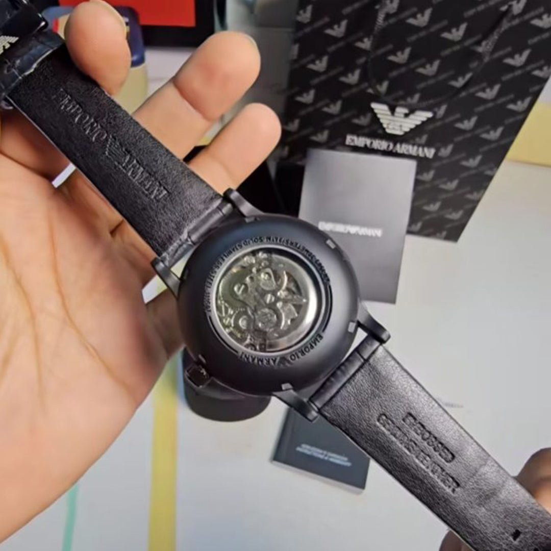 Alternative view of Armani Black Leather Automatic Watch