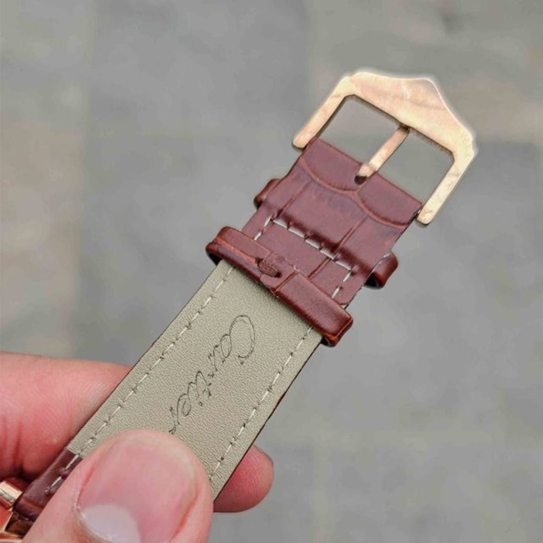 Alternative view of Cartier Leather Brown Automatic Watch Circle Dial B